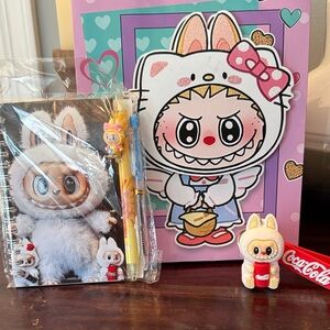 Coca Cola Labubu Bundle - Notebook and Pen Set, Gift-bag, &  Keychain/Bag Charm